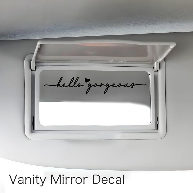 CYLDGNS 3 x Car Rear Mirror Vinyl Decal Stickers Water Bottle Decor Cute Laptop Sticker Aesthetic Tumbler Positive Affirmation Decal Car Rearview for Women Gift for Her (Black, Hello Gorgeous) - Image 4